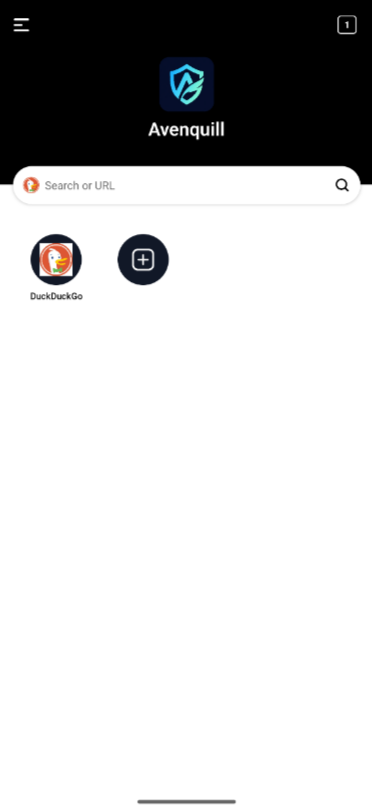 Avenquill home screen with bookmarks and tabs